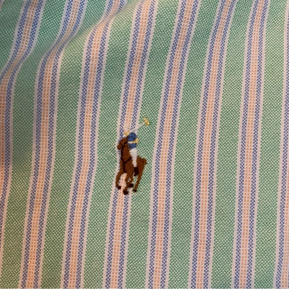 Ralph Lauren Striped Oxford Button Down Custom Fit Polo Shirt - Picture 4 of 5